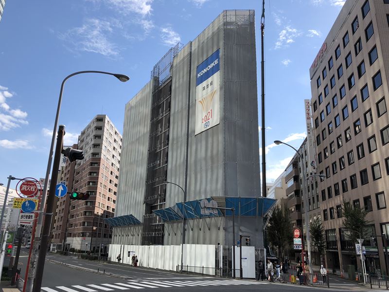 桜木町に建設中のリソルホテルの工事現場