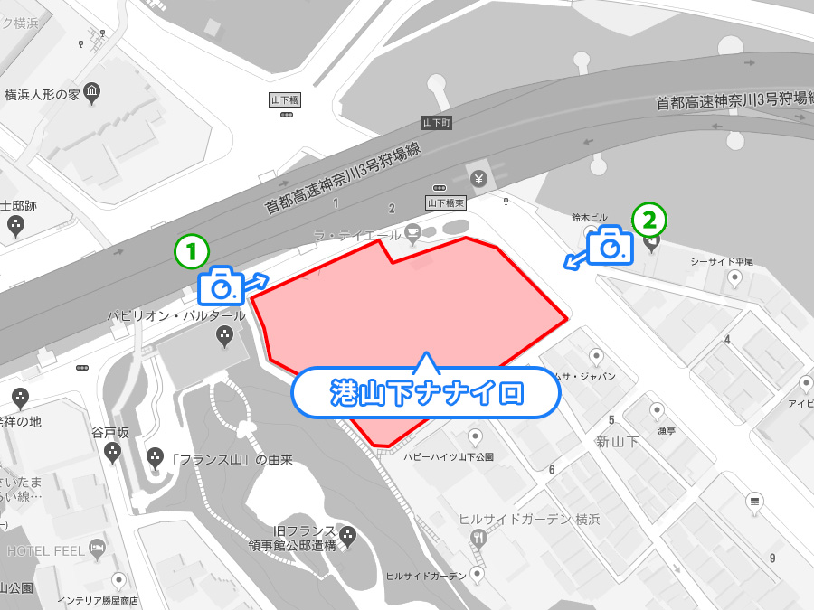 港山下ナナイロの駐車場案内図