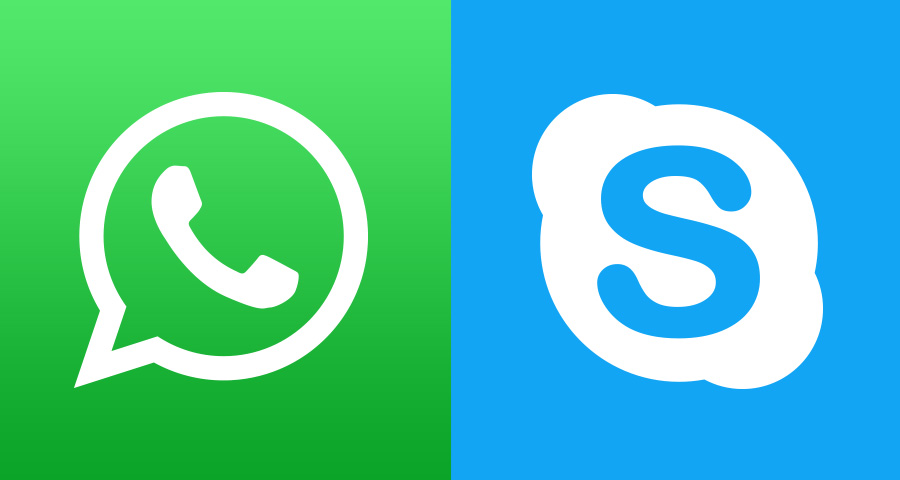 WhatsAppとSkypeのロゴ