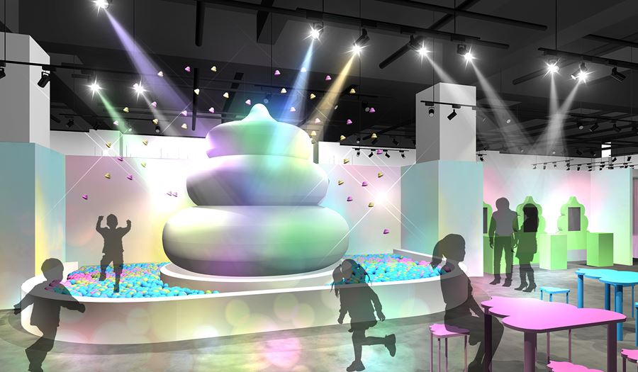 アソビル2Fの常設体験イベントフロア「ALE-BOX (エールボックス)」にできる「うんこミュージアム」にあるうんこ広場のイメージ写真