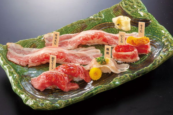 横浜駅直通アソビル1F「横浜POST STREET」の飲食テナント肉寿司の牛右衛門