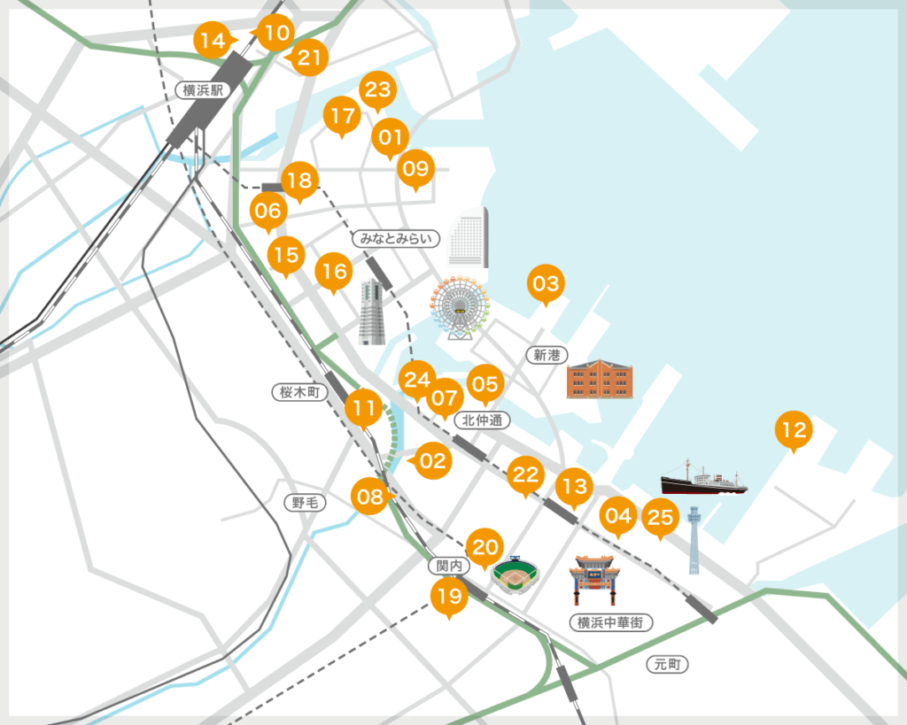 横浜都心臨海部の新たなホテル・宿泊施設建設マップ（2021年7月更新）
