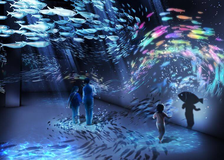 横浜駅直通アソビルで開催される「OCEAN BY NAKED(オーシャン バイ ネイキッド) 光の深海展」のイメージ画像