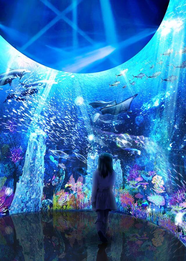 横浜駅直通アソビルで開催される「OCEAN BY NAKED(オーシャン バイ ネイキッド) 光の深海展」のイメージ画像