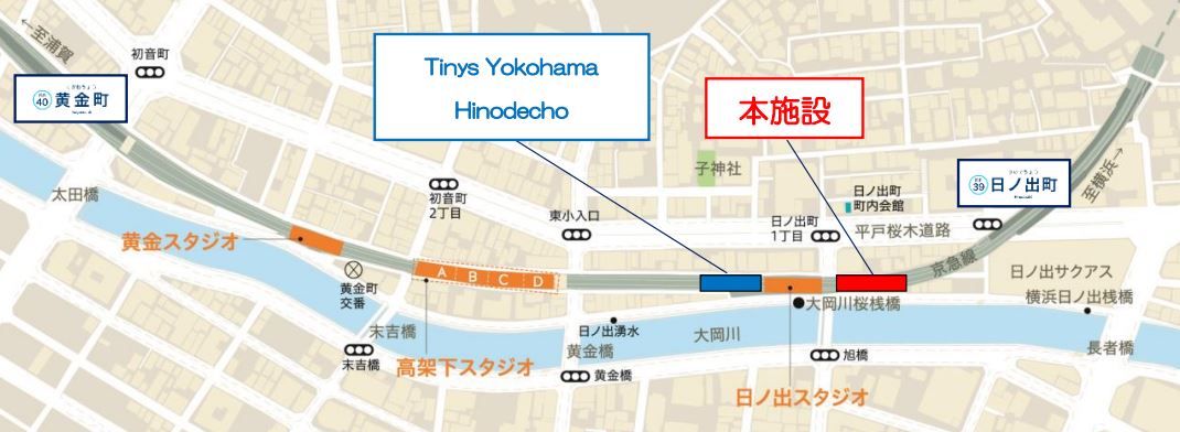 京急線日ノ出町駅の高架下にできる「日ノ出町フードホール」のマップ写真