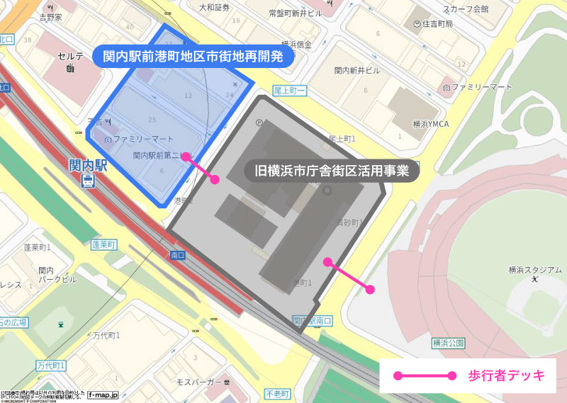 関内駅前港町地区市街地再開発のイメージマップ