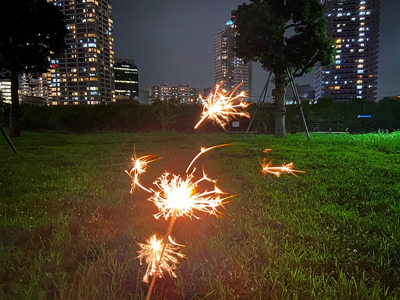 高島水際線公園で花火をした写真