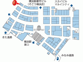 横浜駅東口地下街ポルタにあるチケットポートのマップ