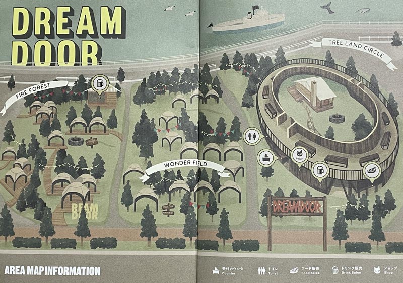 カップヌードルミュージアムパークにオープンしたグランピング＆バーベキュー体験施設「ドリームドアヨコハマハンマーヘッド」のマップ写真