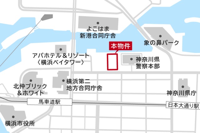 （仮称）横浜市中区海岸通計画（A-１地区）のマップ